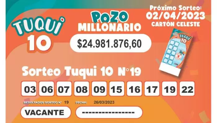 De qué localidad de Tucumán es el ganador del Tuqui 10 de este domingo 18 de mayo