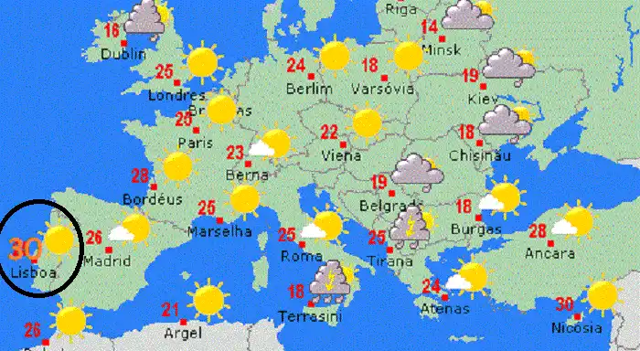 Hoje as temperaturas vão chegar aos 31 graus Temperatura Hoje
