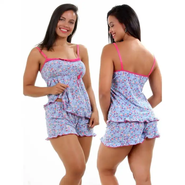 KIT 2 Pijama Alice Estampado Vekyo Roupa Para Dormir Inverno Calça ... Roupa De Dormir Feminina