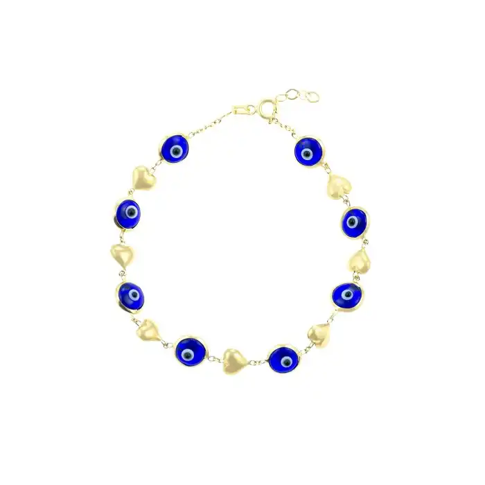 Pulsera Ojo Turco Corazón Oro 18K - Baliq Pulsera Ojo Turco Corazón Oro 18K - Baliq