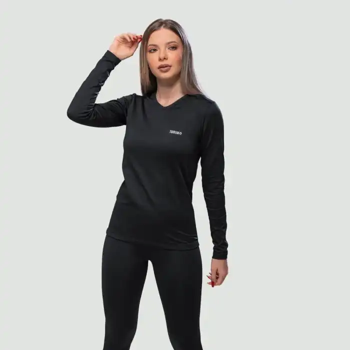 Blusa Segunda Pele Térmica Feminina Thermo Premium Preto Ref. 401 Blusa Termica Feminina