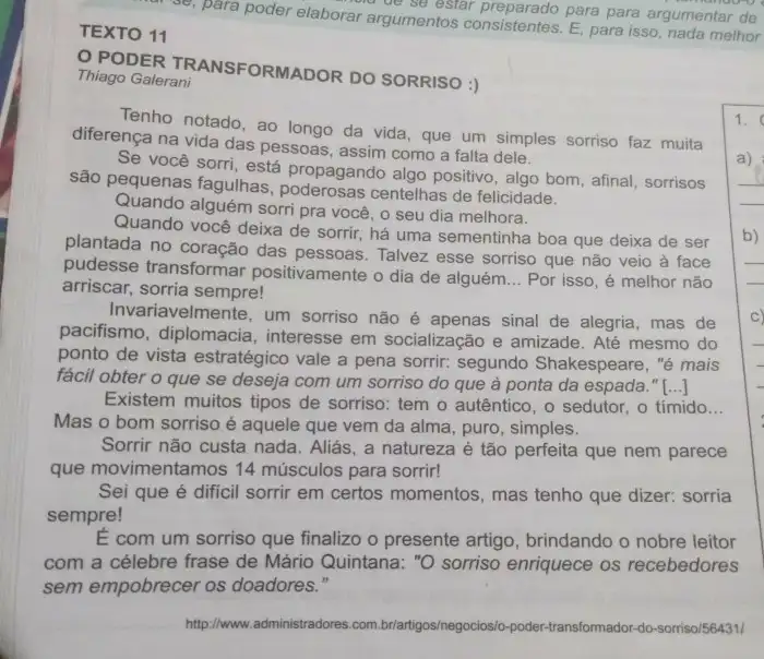1.Complete com a)A tese defendida no texto A Tese Do Autor Está Expressa Em Qual Fragmento Do Texto?
