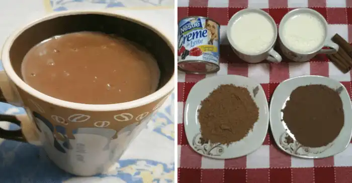 Chocolate quente cremoso com creme de leite e leite condensado Chocolate Quente Com Creme De Leite
