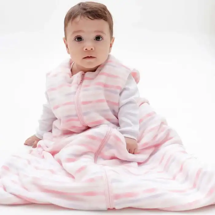 Saco de Dormir Casulo de Bebê Soft Inverno 6 - 12 meses LISTRAS ROSAS Saco de Dormir Casulo de Bebê Soft Inverno 6 - 12 meses LISTRAS ROSAS
