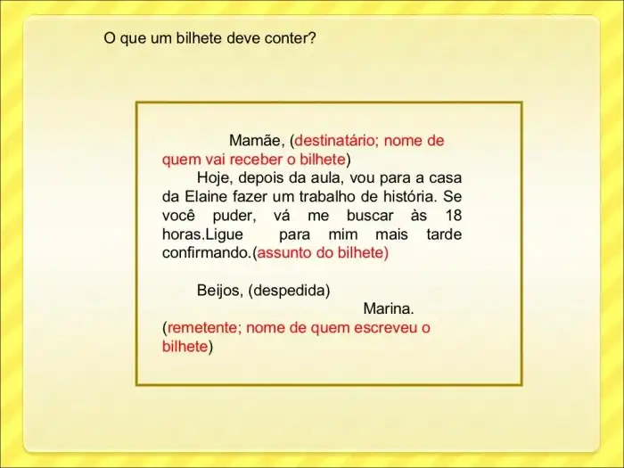 Características De Um Bilhete - FDPLEARN Estrutura De Um Bilhete