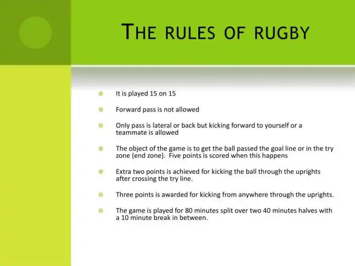 General Rules Of Rugby What are the five main rules of rugby?